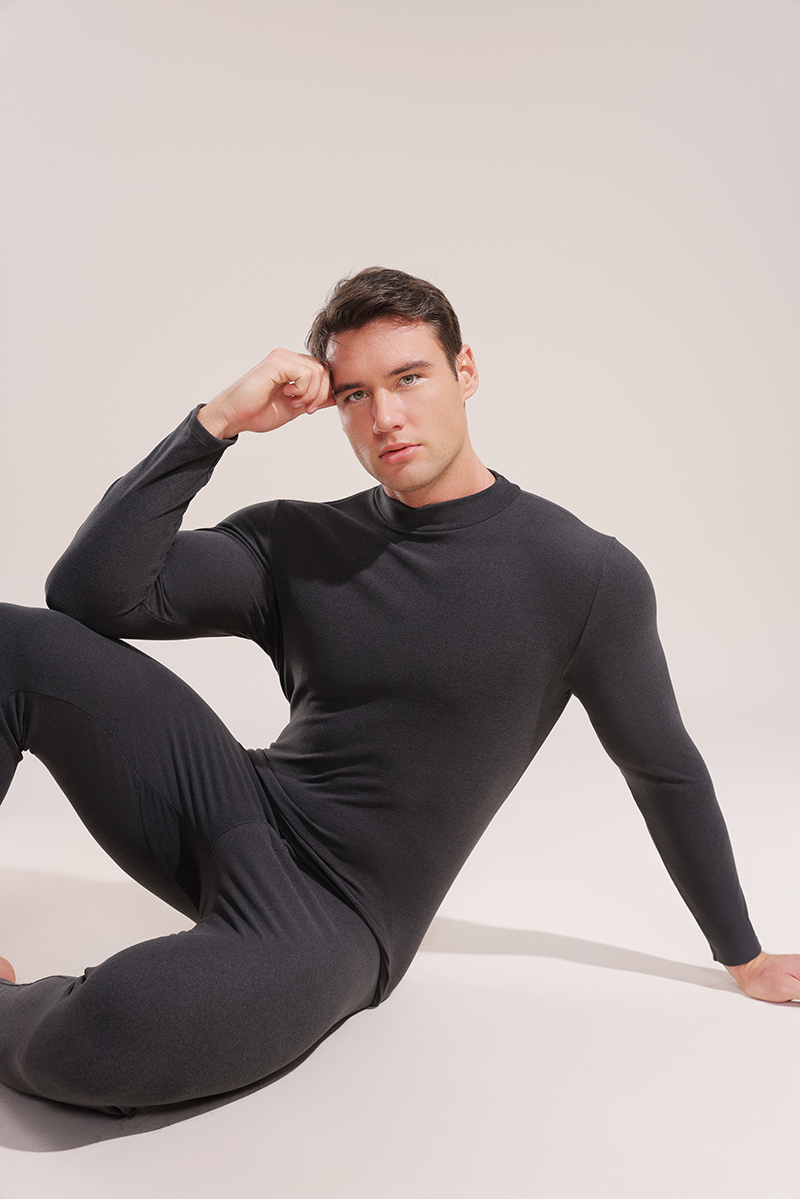 Men's thermostatic thermal underwear round neck, long sleeve design, high elasticity and fit the body autumn and winter comfortable underwear sui