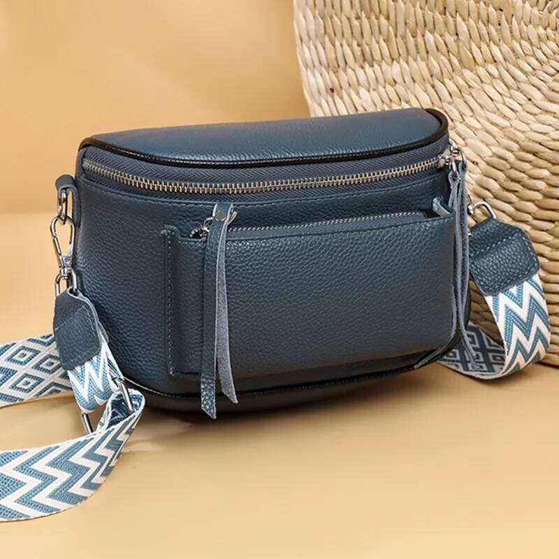 New Genuine Leather Handbag Women Saddle Bag Cowhide Female Fashion Shoulder Crossbody Bags For Ladies Totes