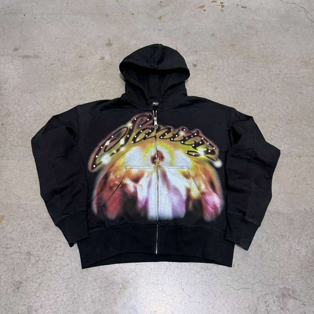 Sudadera Con Capucha Cremallera Retro De La Calle Haruku Del Mismo Modelo Para Hombres Mujeres En Ropa Deportiva Europea Y E