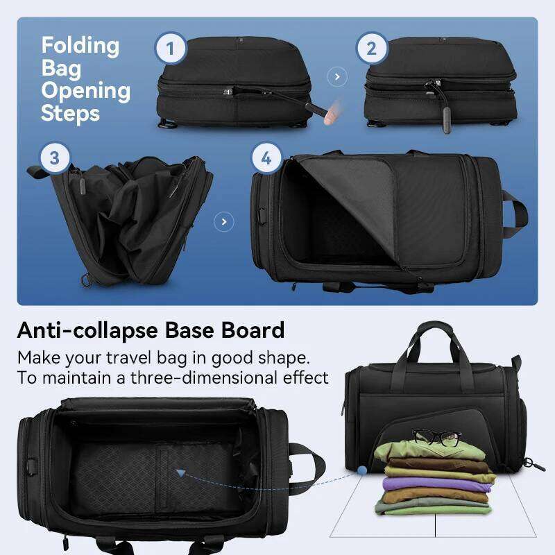 MARK RYDEN Foldable Duffle Bag With Shoes Pouch Large Capacity Gym Bags For Men