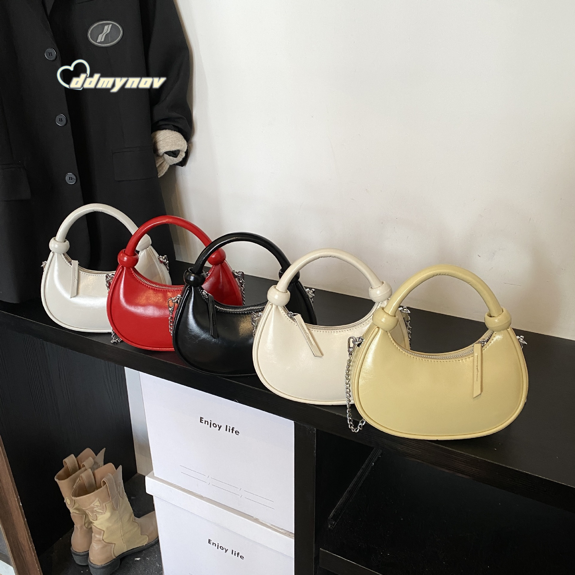 Korean Style Niche Casual Dumpling Design Sense Bags Handbag Simple Fashion Solid Color Shoulder Crossbody Bag ddmynov