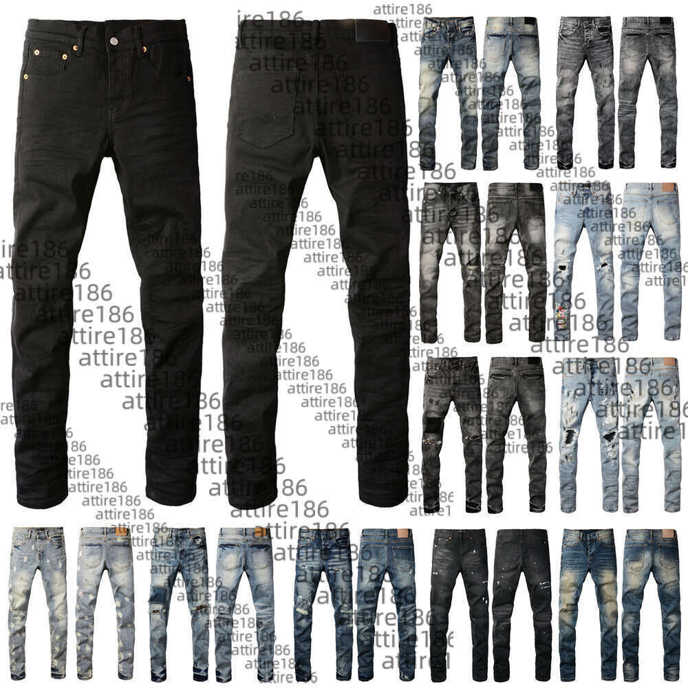 purples mens designer skinny jeans men pencil pants hole cotton print hip hop black jeans streetwear white trousers fashion pants high-end quality sli