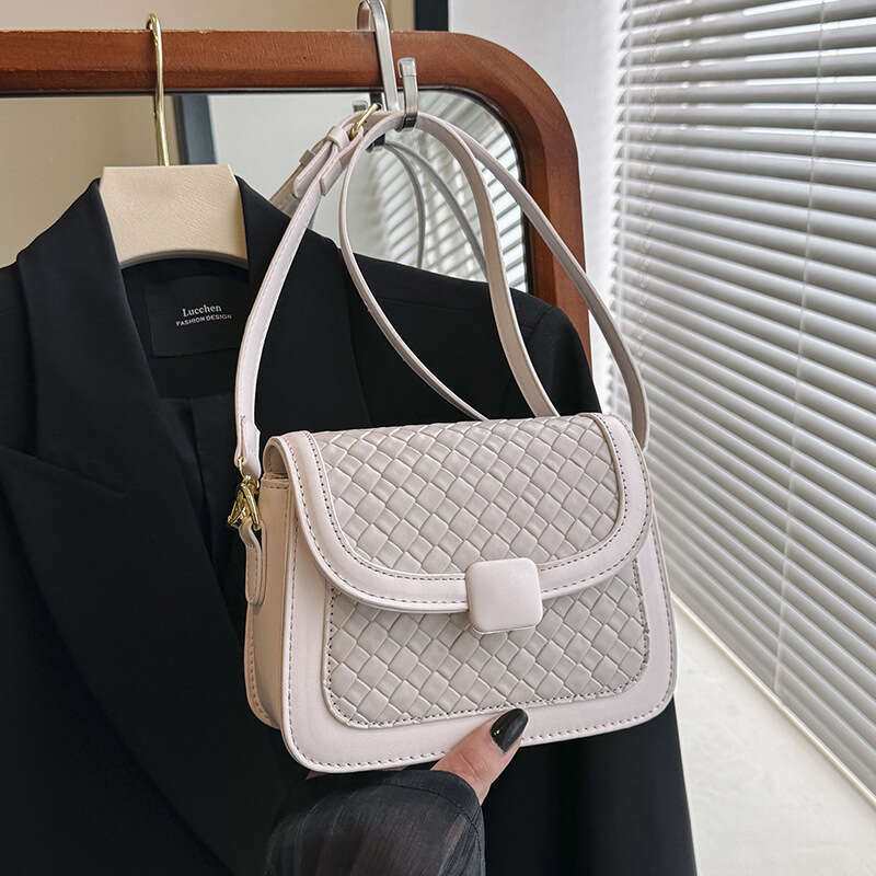 2024 New Fashion Trend Imitation Woven Fabric Texture Small Square Simple Versatile Shoulder Crossbody Bag GUHUISHU