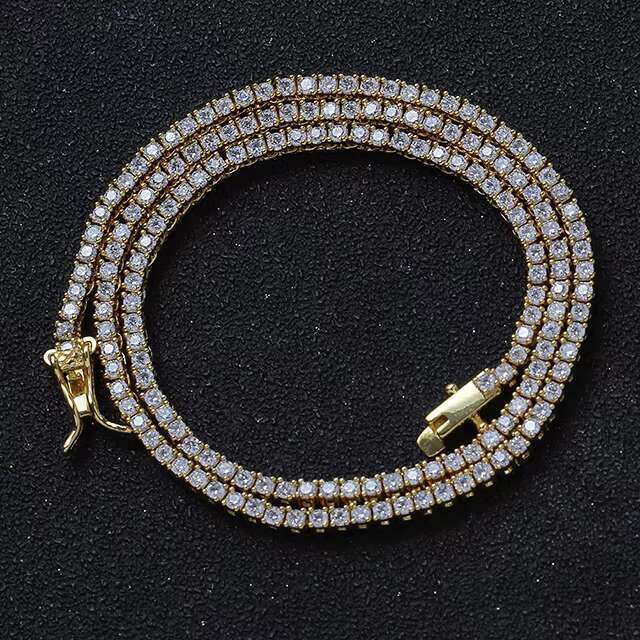 OACOCA HipHop High Quality Brass Tennis Necklace for Women Men 2MM Gold-Plated Rope Chain with CZ Diamond for Gift Orthodox Religious