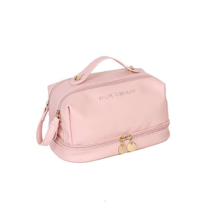 2025 New PU Leather Handheld Makeup Large Capacity Divider Board Skincare Storage Simple Waterproof Toiletry Bag