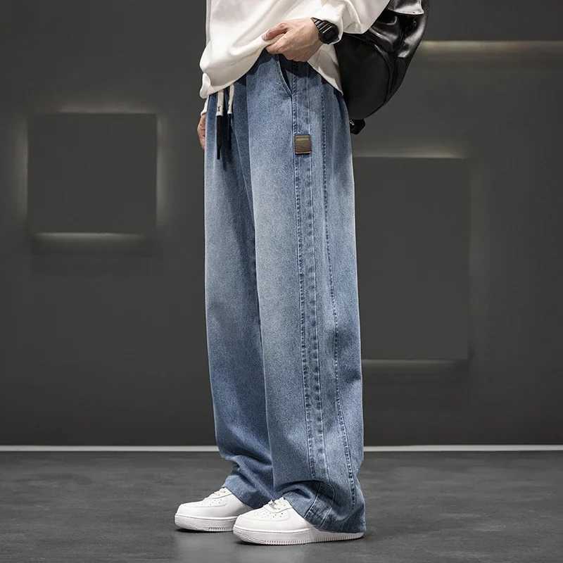 8XL New Wide Leg Washing Jean Pants Men Trousers Neutral Solid Color Loose Casual Straight Outdoor Fashion Plus Size Pants M250610