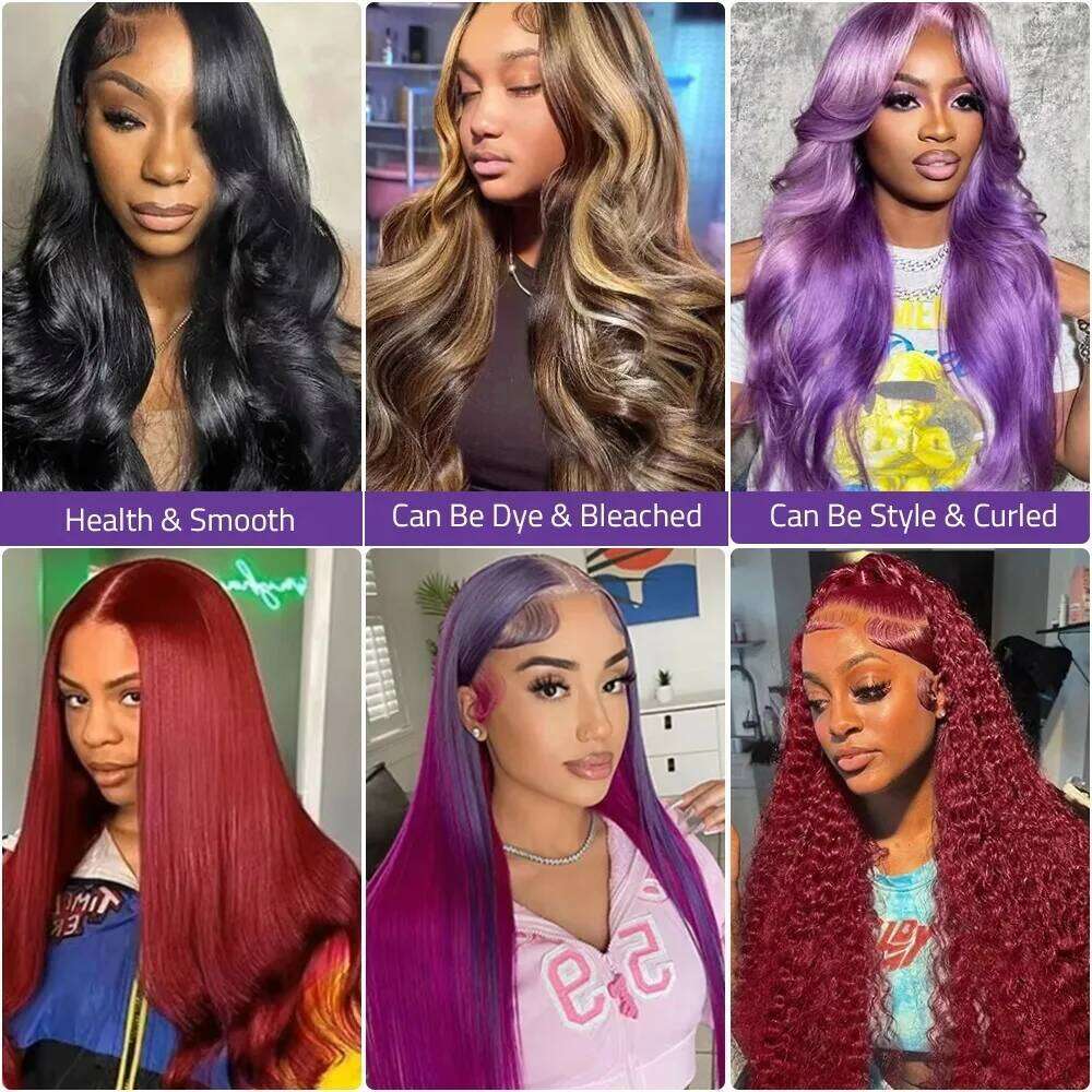13x6 HD Transparent Body Wave Front Pre Plucked 360 Lace Frontal Human Hair Wigs For Women 5x5 Closure Wig