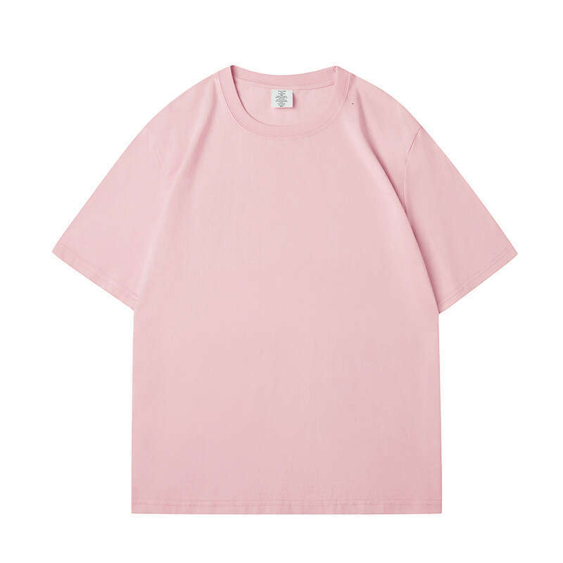 Short Sleeve Summer Round Neck 230g Pure Cotton Tee Small Neckline Solid Color Youth Unisex Regular Shoulder T-Shirt-bright red