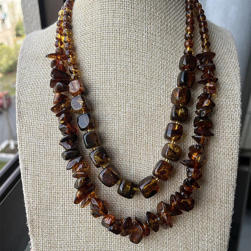 Floral Amber Necklace for Unisex Gift 2025 Real Original Handmade Natural Baltic Amber Jewelry Women Necklaces Wholesale 250604