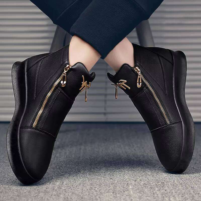 High-top Double Zipper Fashion Sports Shoes Trendy Men's British Style All-match Casual Boots