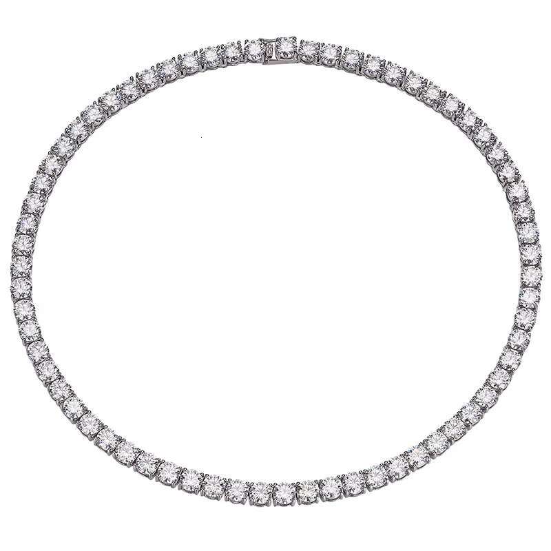 OACOCA 925 Sterling Silver 6.5MM 1 Round Cut D Color VVS1 Classic Diamond Necklace Moissanite Tennis Necklace for Men Women