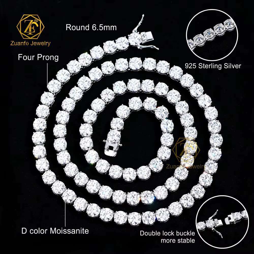 OACOCA Mossanite Tennis Chain 925 Sterling Silver Mens Women Hip Hop Chain VVS Moissanite Tennis Chain