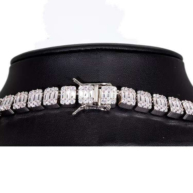 OACOCA Customized Necklace 9mm 925 Silver Hip Hop Jewelry Baguette Moissanite Cuban Chain Vvs Moissanite Hip Hop Moissanite Link Chain