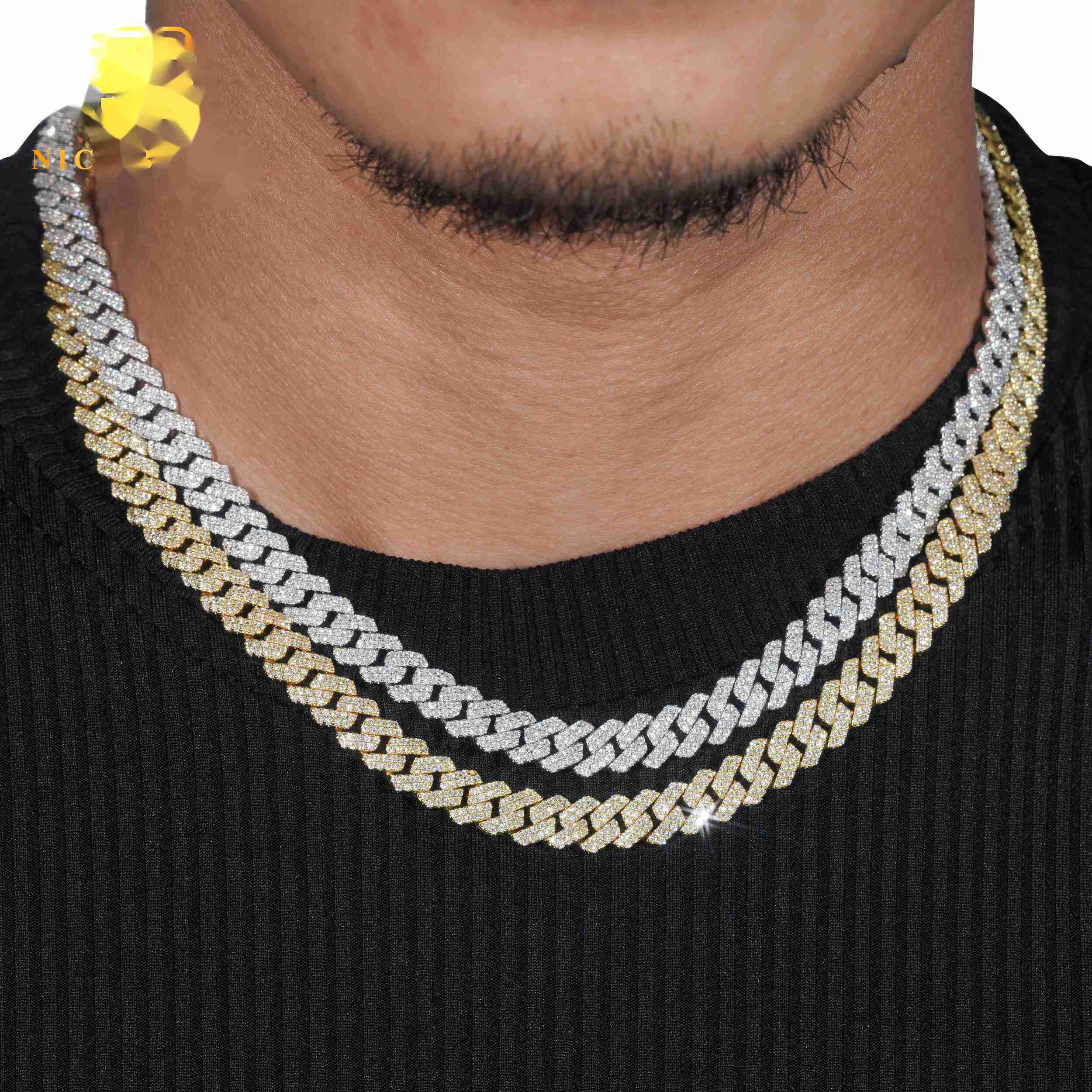 OACOCA 8mm Hip Hop Custom Jewelry Moissanite Necklace 925 Sterling Sliver Diamond Iced Out Cuban Link Chain Necklace Bracelet