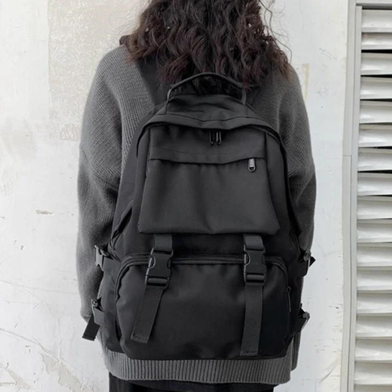 Simple Backpacks Large Capacity Travel Bag Solid Harajuku Student Schoolbag Backpack Women Man Bag Unisex High Street 250606