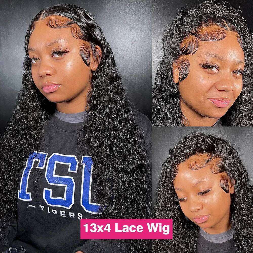 250% Water Deep Wave 13x6 HD Frontal Wig 100% 30 32 34 Inch Brazilian Curly Lace Front Human Hair Wigs on Sale