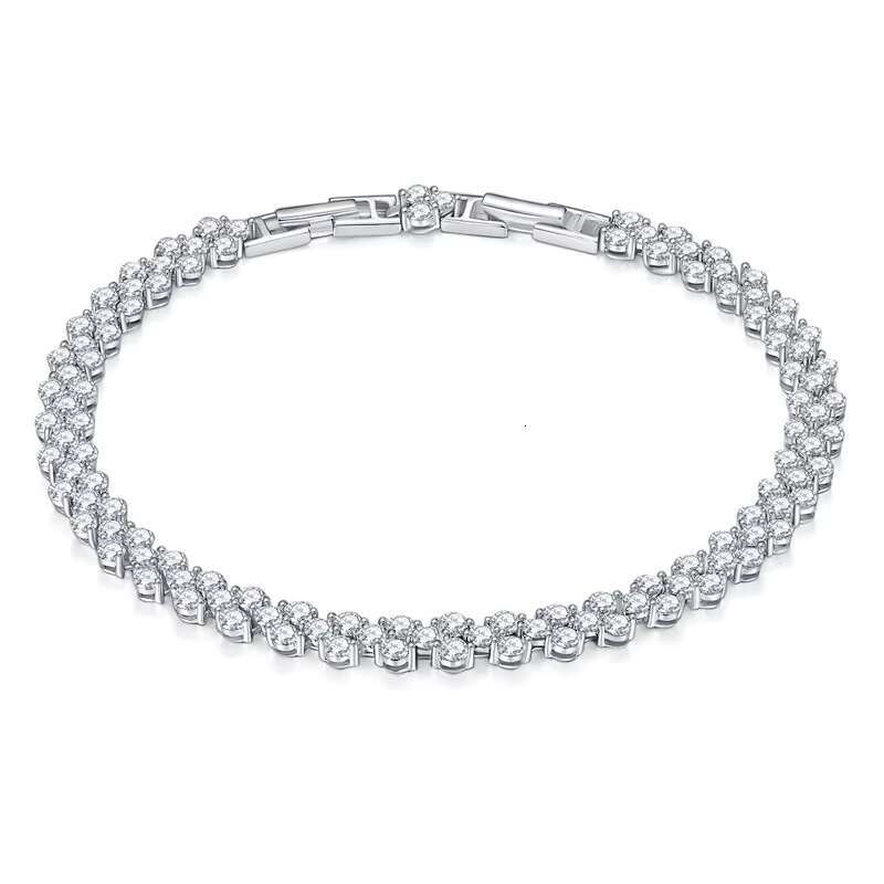 Best-Selling Full Diamond 2.5mm Round Irregular V-Shaped Bracelet - 925 Sterling Silver Moissanite Bracelet