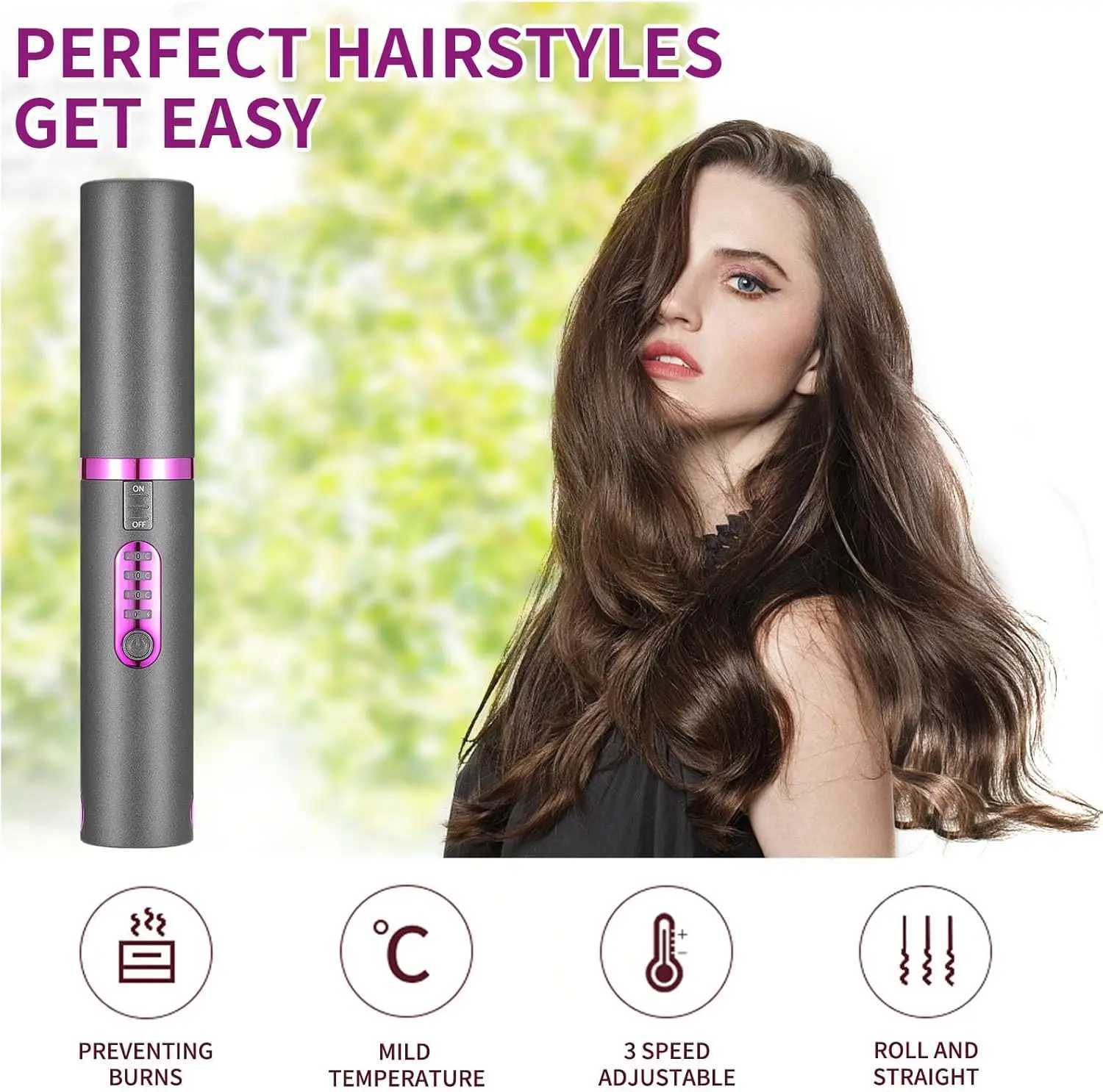 2 in 1 Hair Straighteners Hair Curler Mini Flat Iron A Portable Cordless Straightener with 5000mAh Battery Beard Straightener W250610