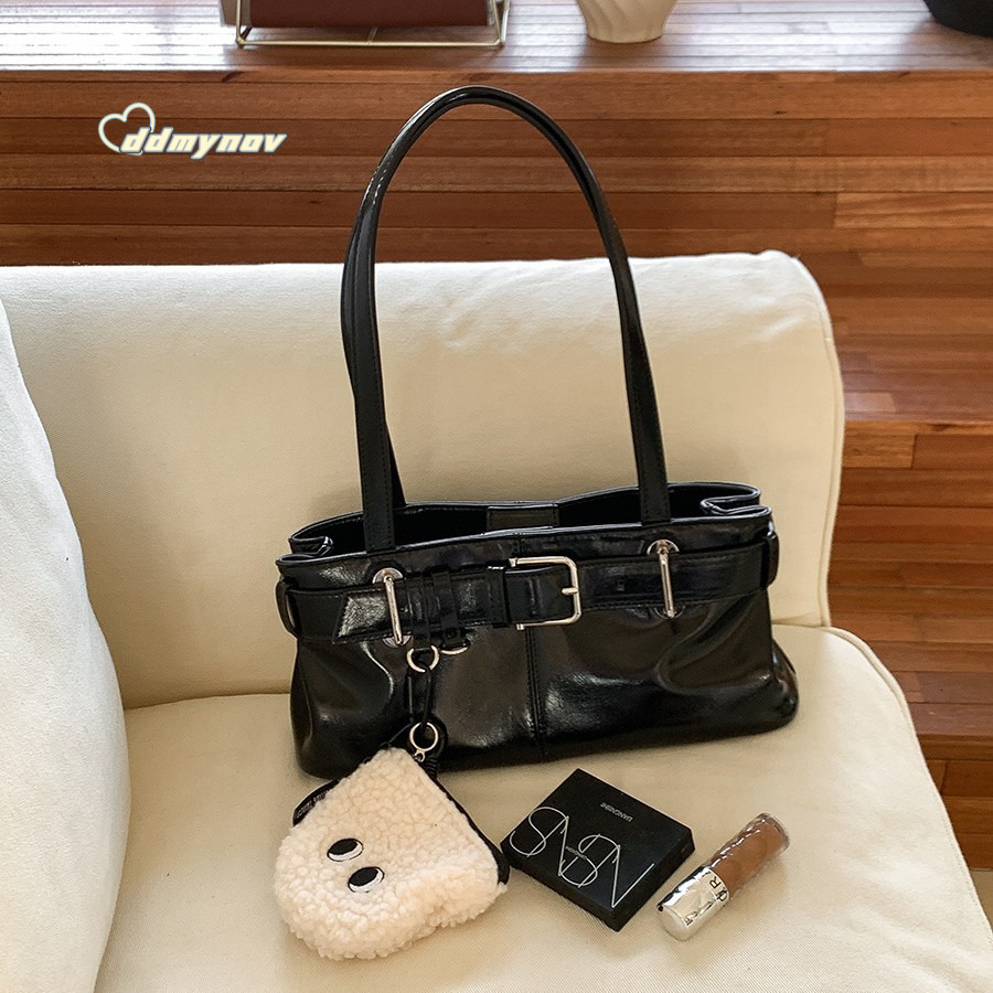 Korean Style New Women's Shoulder Unique Design Underarm High-end Sense Female Niche PU Fashion Handbag Small Square Bag ddmynov
