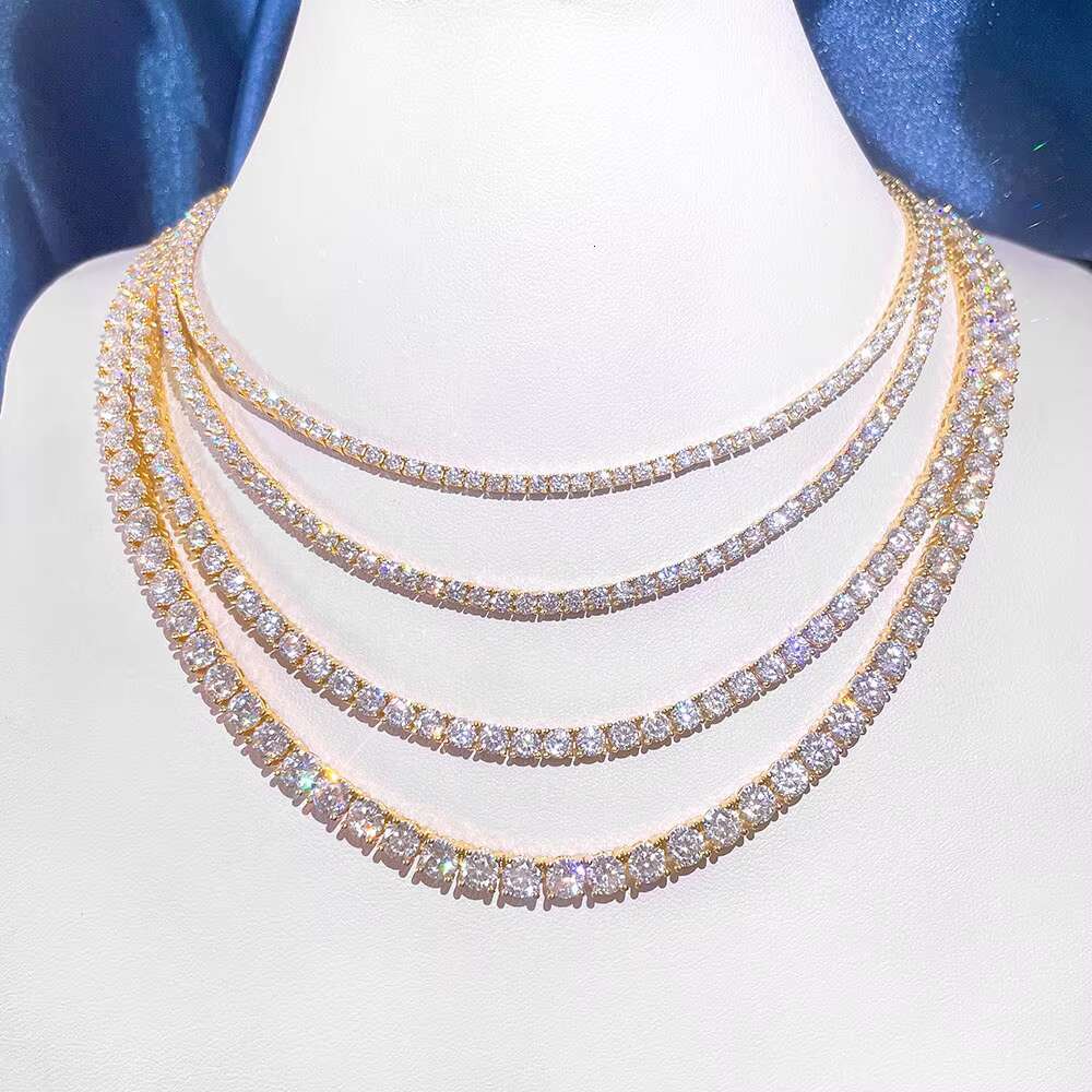 OACOCA Hip Hop Out Tennis Necklace 925 Sterling Silver 3mm 4mm 5mm VVS Charm Moissanite Link Chain Worldwide Shipping