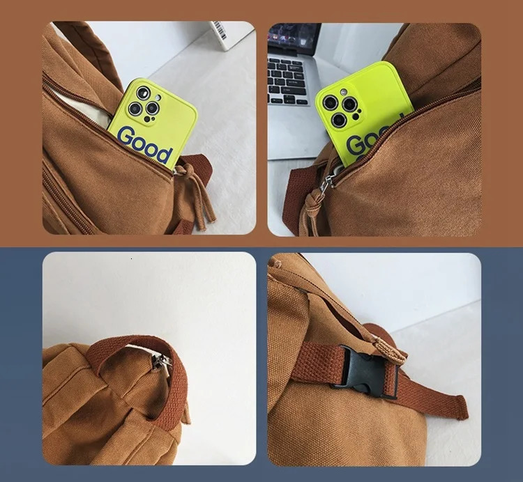 Solid Color Backpack for Women Wash canvas Teenagers for School bags Travel men backpack Large capacity Daypack bag 250606