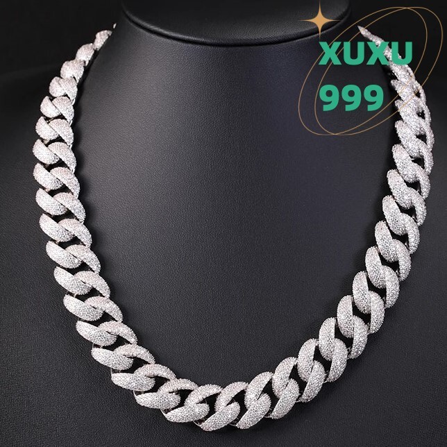 OACOCA 925 Sterling Silver Iced Out VVS Moissanite Diamond Chain 14kt White Gold Plating Cuban Link Diamond Chain for Women