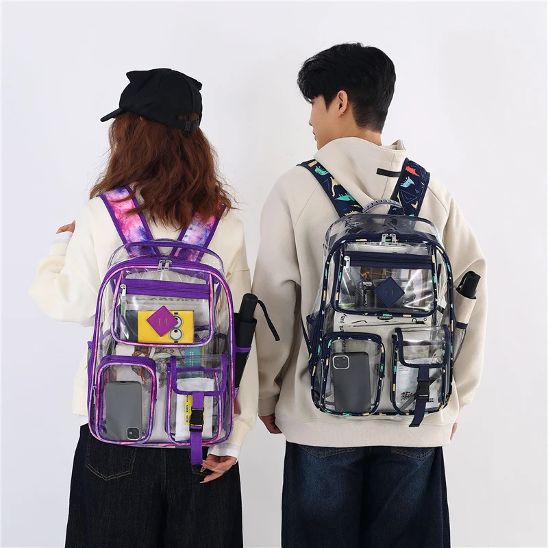 Large Capacity Student Backpack Colorful Backpack Outdoor Sports Bag Unisex Transparent Waterproof Backpack 250606