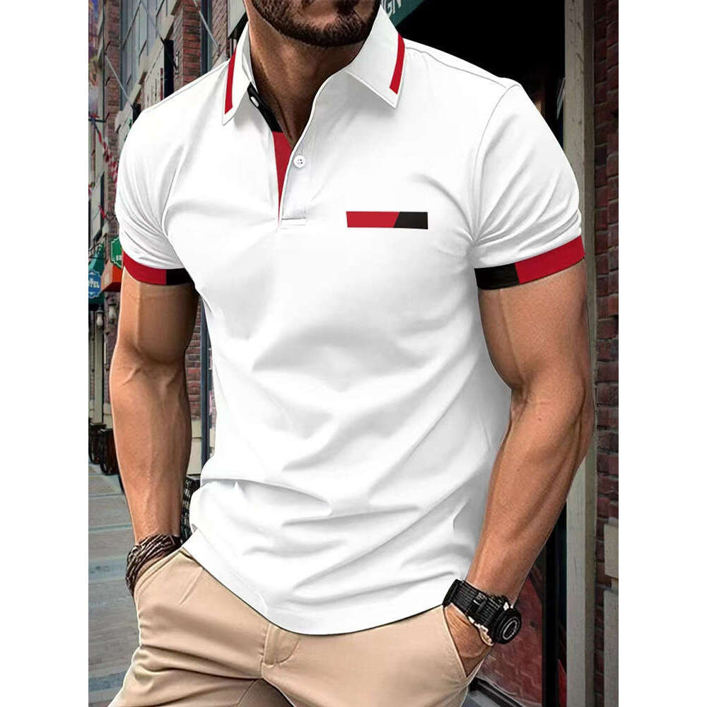 New Men's Casual Short Sleeve Polo Shirt With Multiple Colors And Turn-Down Collar B5