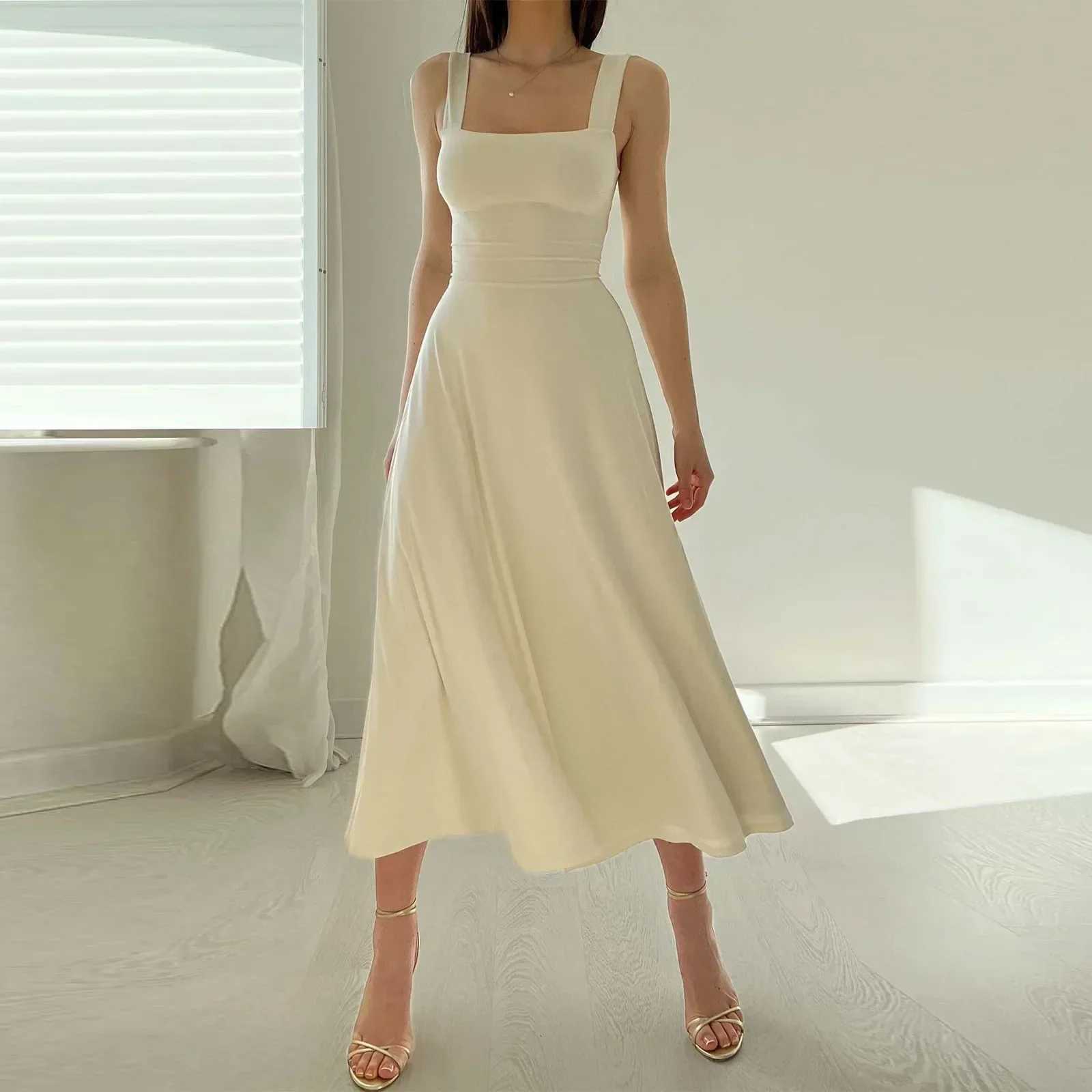 Thick Straps Mini Dress Sexy Women Summer Casual Sleeveless Square Neck Back Lace Up Party Elegant Camisole Strappy Sun Dresses XJ250610