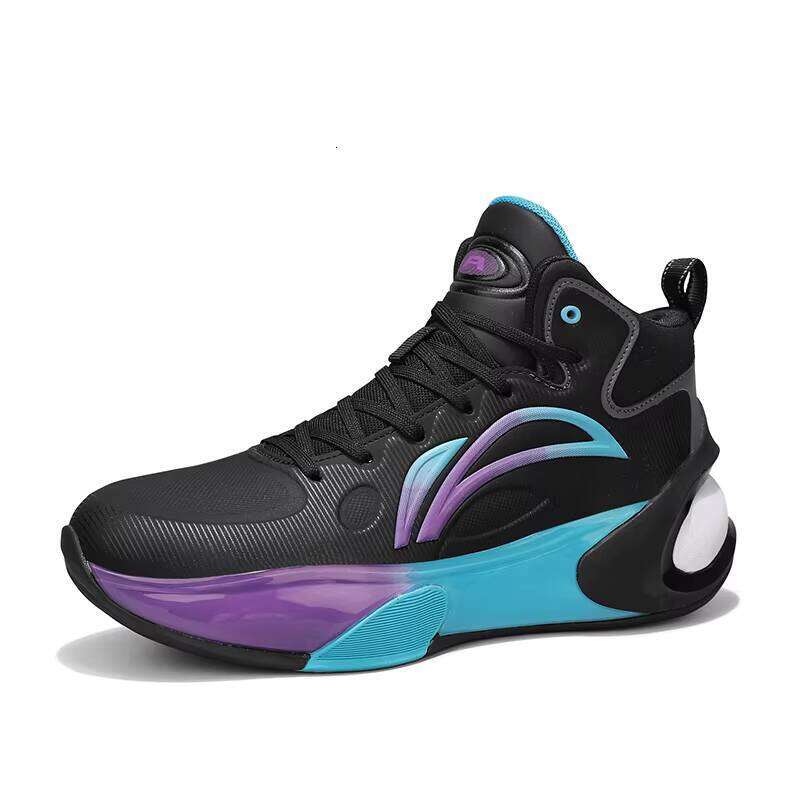 high quality anti slip rubber sole breathable sneakers sports leather upper womens mens basketball shoes