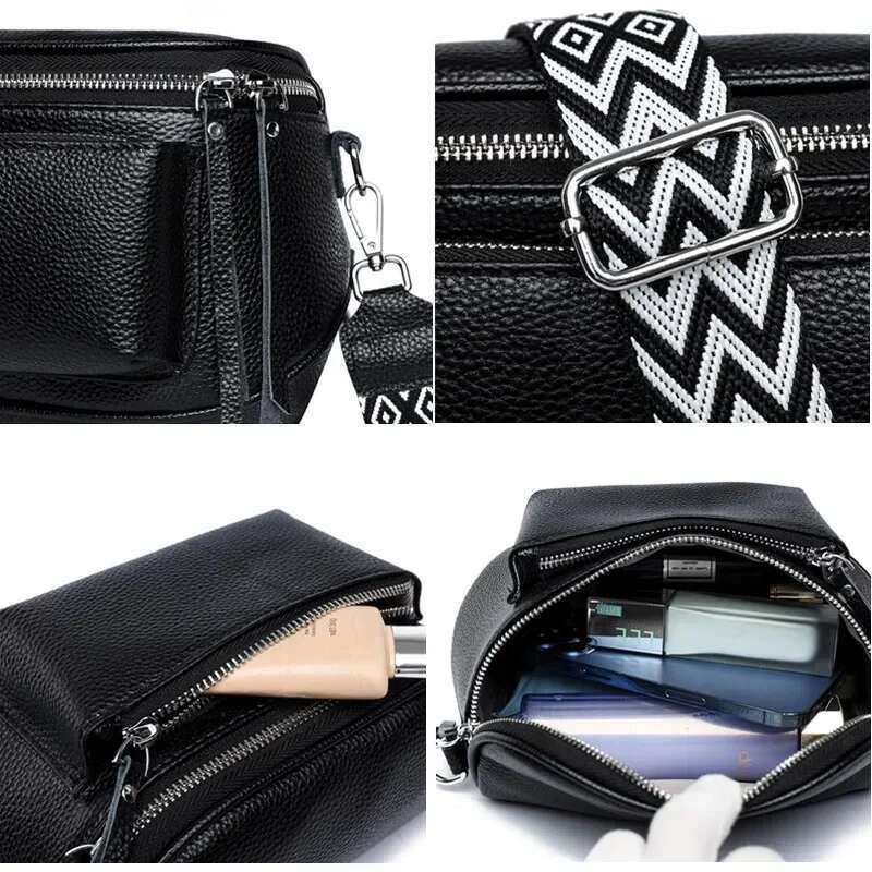 New Genuine Leather Handbag Women Saddle Bag Cowhide Female Fashion Shoulder Crossbody Bags For Ladies Totes