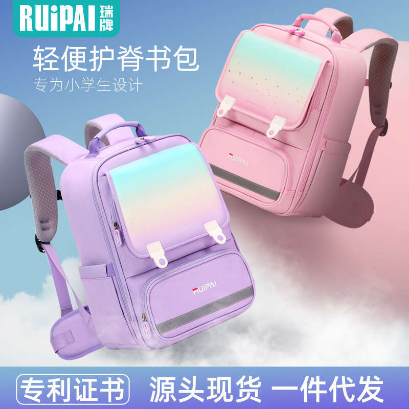 Designer Bags 2025 Elementary School Student Backpack, Lightweight And Spine-Protective, Large Capacity Waterproof Ruipai Children's Backpack For