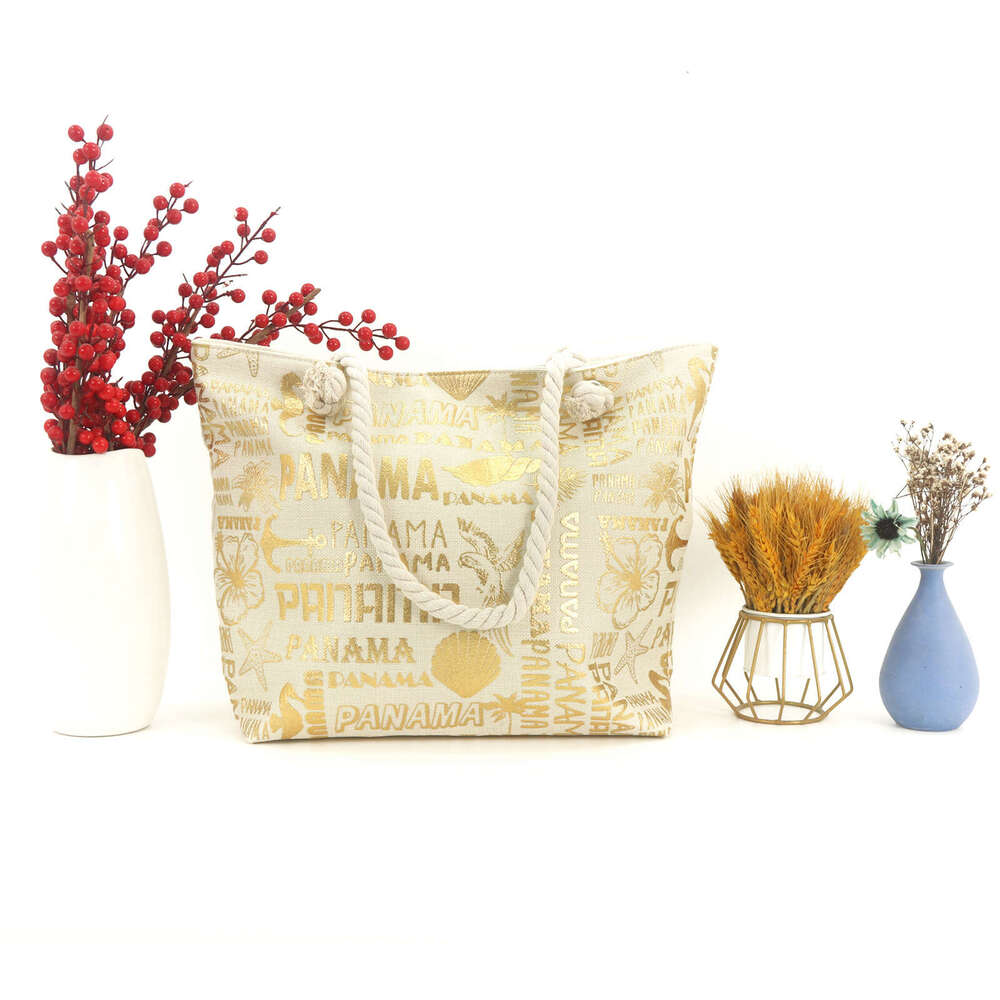 New Canvas Foam Craft Large Capacity Fashion Trend Letter Print Women's Shoulder Beach Tote Bag