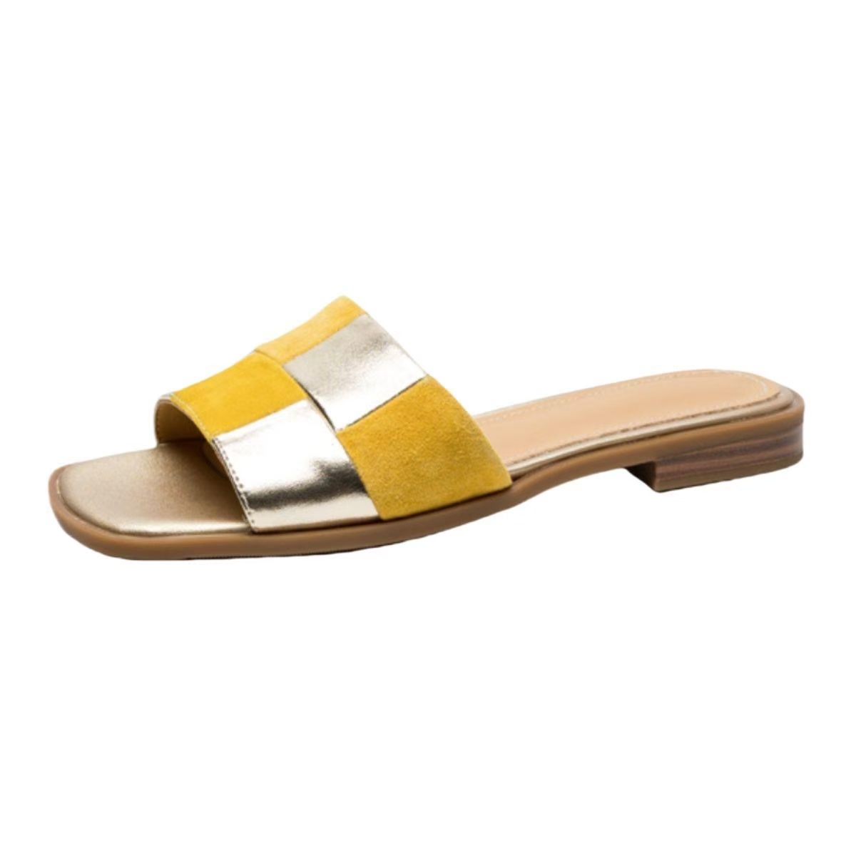 2024 New Summer Shoes Pointed Toe Solid Genuine Leather High Heel Mules Outside Slipper for Women Sandals 9df2