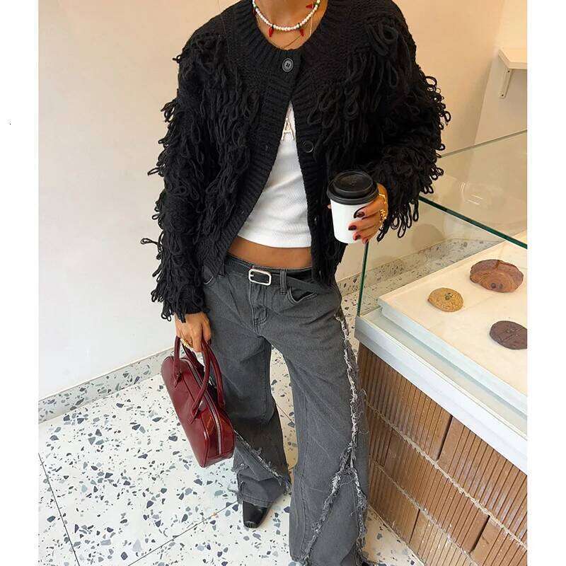 Women O Neck Yarn Patchwork Warm Knitted Cardigan Women's Elegant Single Breasted Short Sweater 2024 New Lady Street Outwear