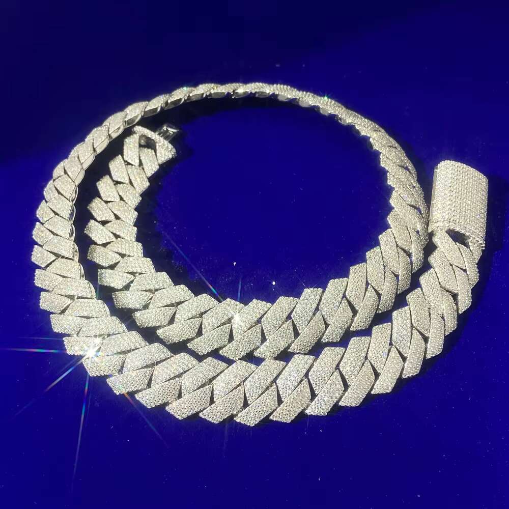 OACOCA Hip Hop 925 Real Gold Full Moissanite Diamond 18K Cuban Link Chains for Man