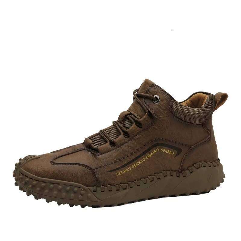 Trend Style Boots Wear-resistant Men Casual Hot Sale Fashion Rubber Winter Leather Shoes