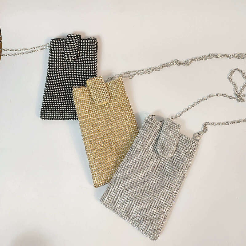 Fashionable Niche Phone New Simple Shoulder Trendy Chain Crossbody Rhinestone Evening Bag