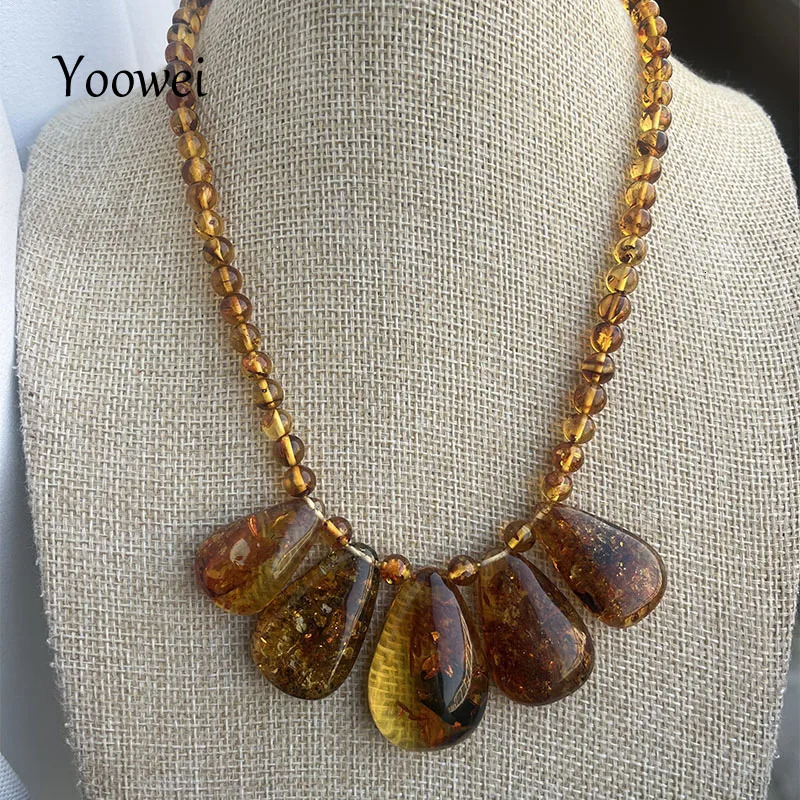 Floral Amber Necklace for Unisex Gift 2025 Real Original Handmade Natural Baltic Amber Jewelry Women Necklaces Wholesale 250604