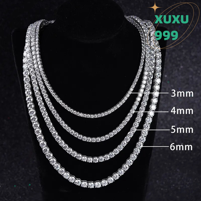 Hot Sale Men Women Moissanite Diamond Necklace 3mm-6mm 14K White Gold Tennis Chain OACOCA