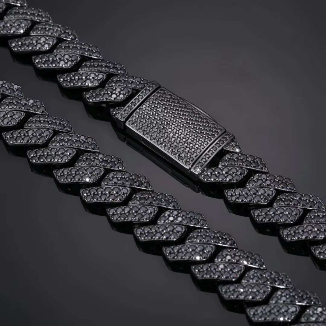 OACOCA Top Quality Moissanite Hip Hop Jewelry GRA Certificate Iced Out 15mm 925 Sterling Silver Mens Cuban Link Chain
