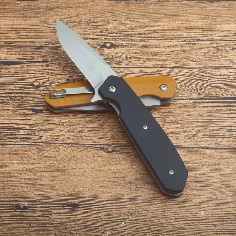 6920 Flipper Folding Knife 8Cr13Mov Drop Point Blade G10/Stainless Steel Sheet Handle Ball Bearing Fast Open EDC Pocket Folding Knives