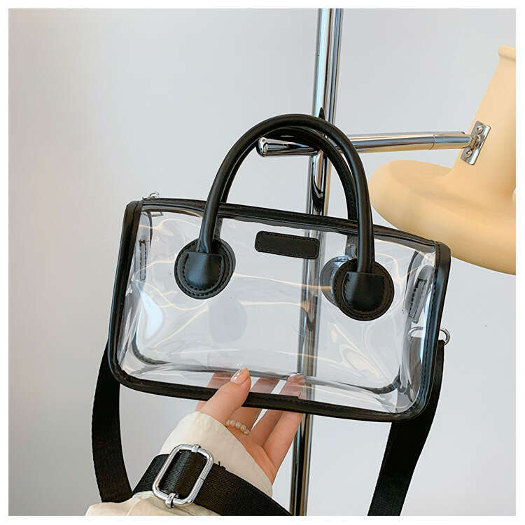 Korean Style PVC Transparent Spring Summer Women Versatile Fashion Single Shoulder Small Square 2024 Fresh Handheld Jelly Bag GUHUISHU