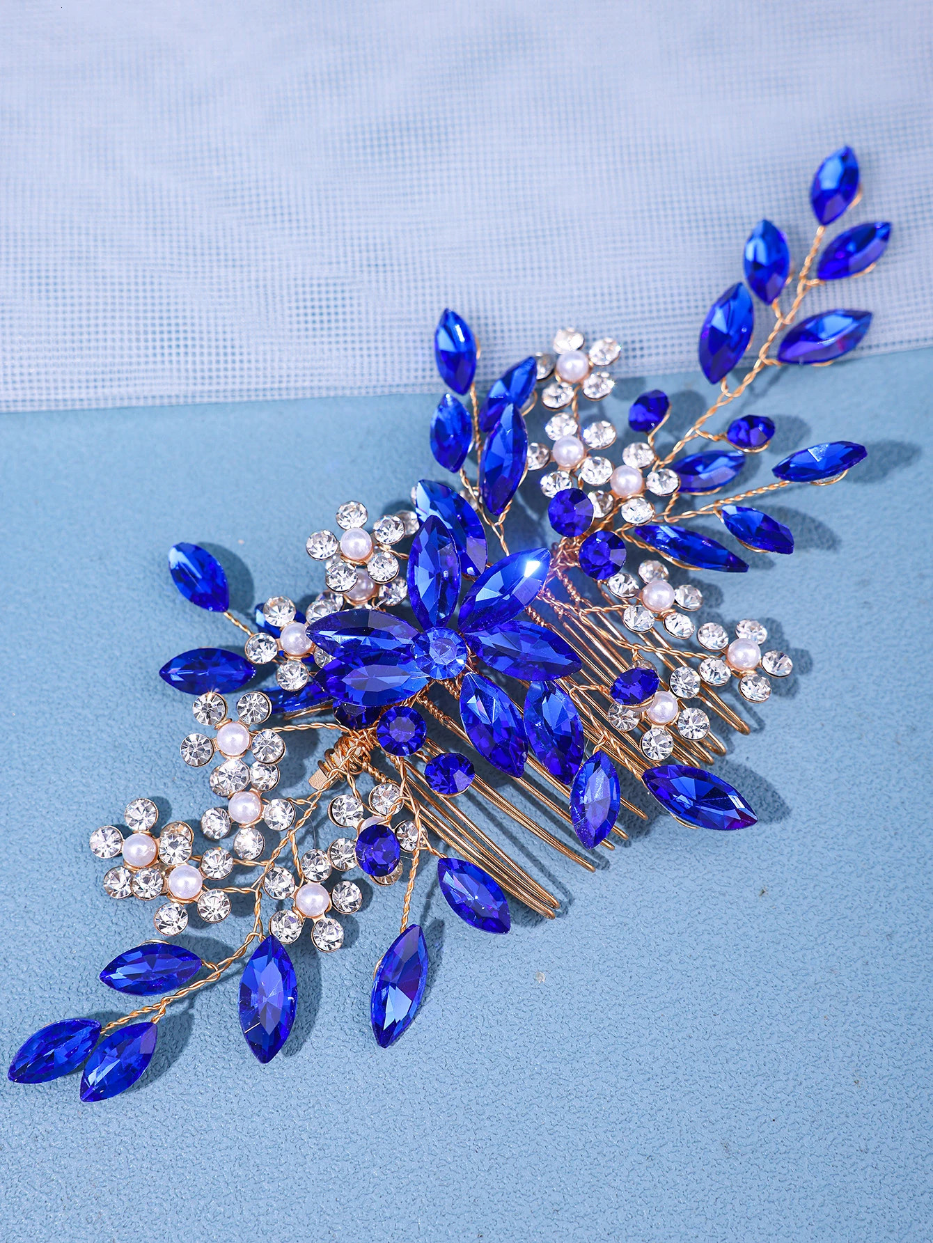 Womens Crystal Pearl Hair Comb Rhinestone Flower Leaf Hairpin Bridal Wedding Headband Tiara - Jewelry Comb Pin Accessory 250610