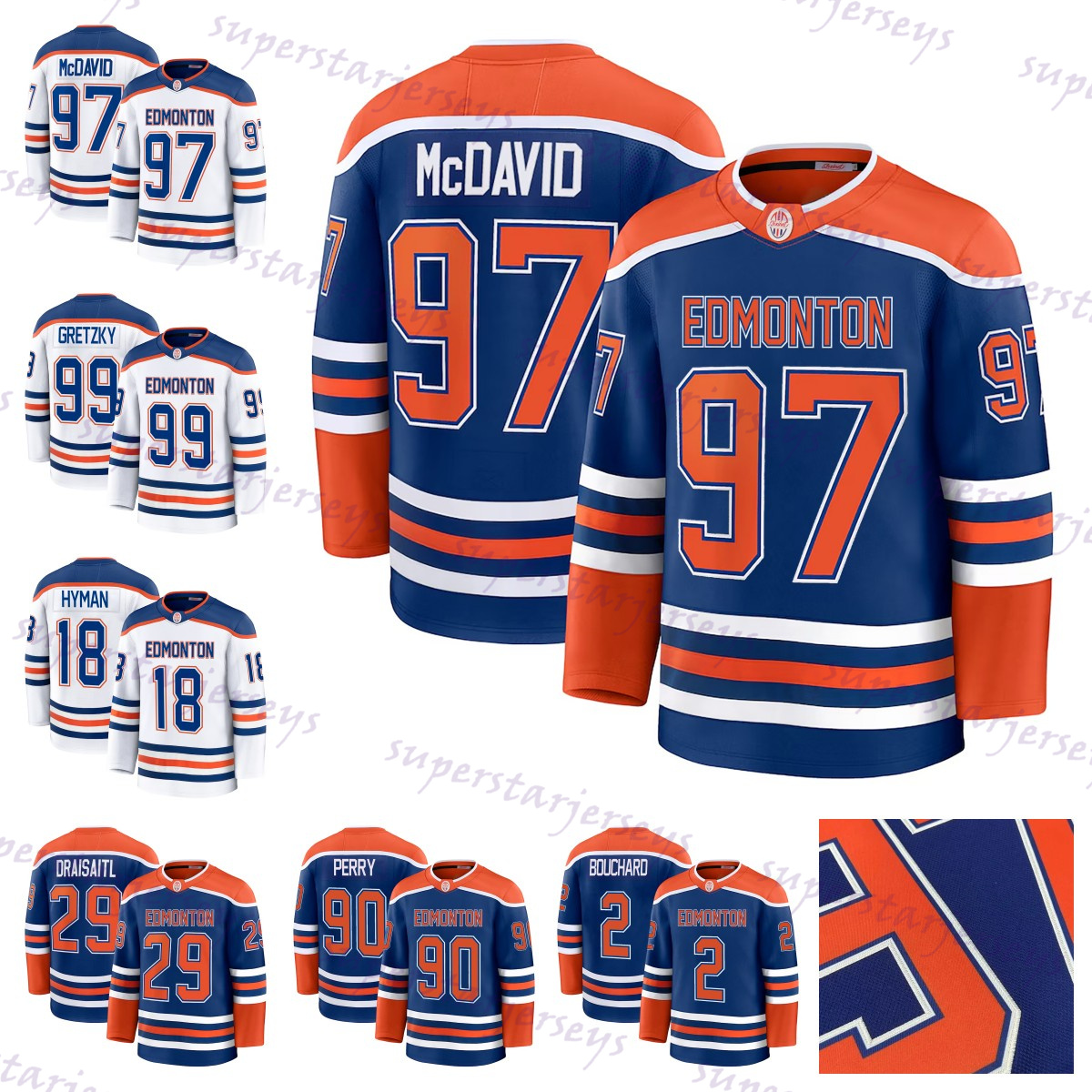New 97 Connors McDavids Jersey Hockey Jersey 29 Leon Draisaitl Zach Hyman Ryan Nugent-Hopkins Bouchard Kane Stuart Skinner Wayne Gretzky Jerseys