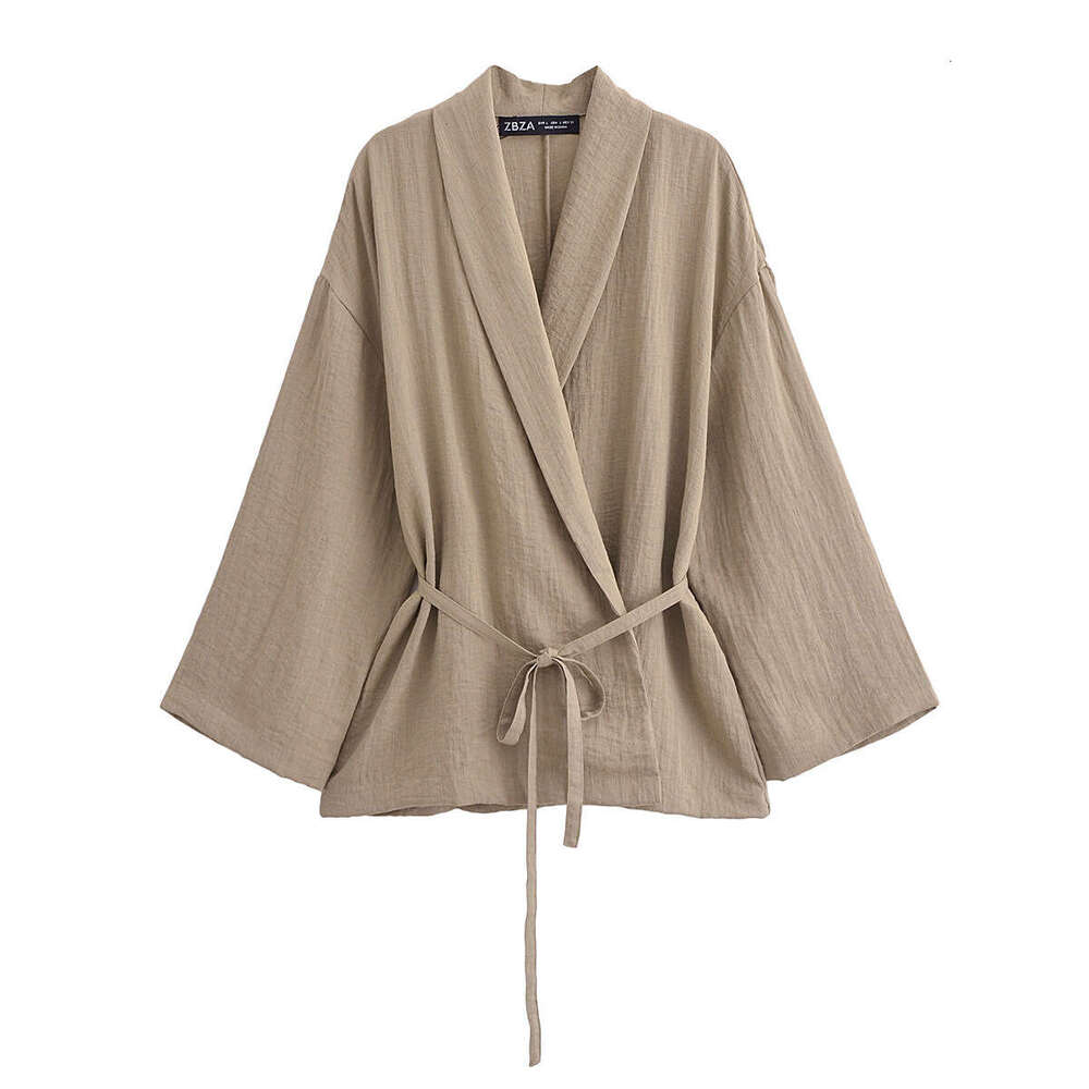 Spring New Style Textured Double Collar Kimono-Style Outerwear27734pants4391423 B5