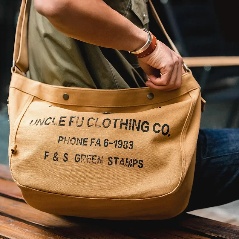 Maden Vintage Large Capacity Canvas Bag Female ner Letter Printed Crossbody Computer Messenger Shoulder Bags Traveling 250605