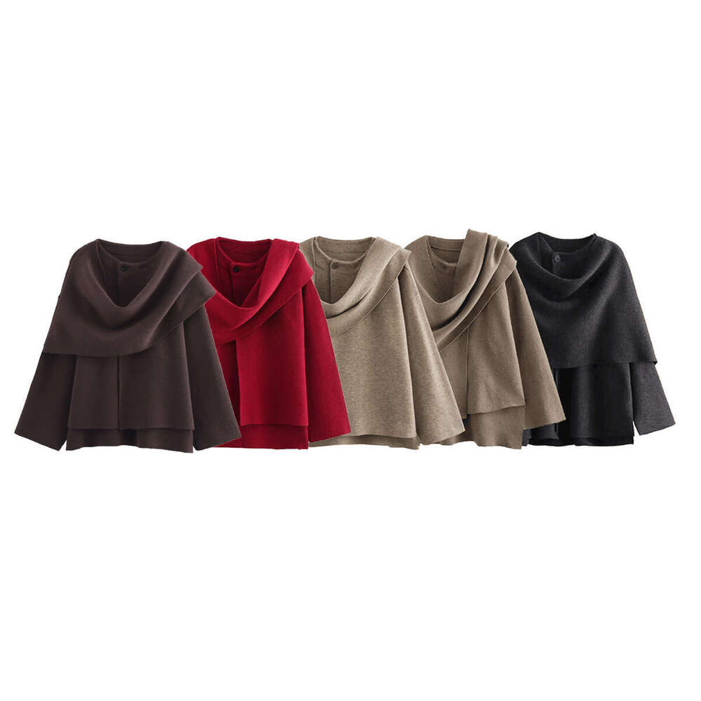 Autumn New Style Asymmetric Scarf Short Loose Knit Cardigan Coat B5