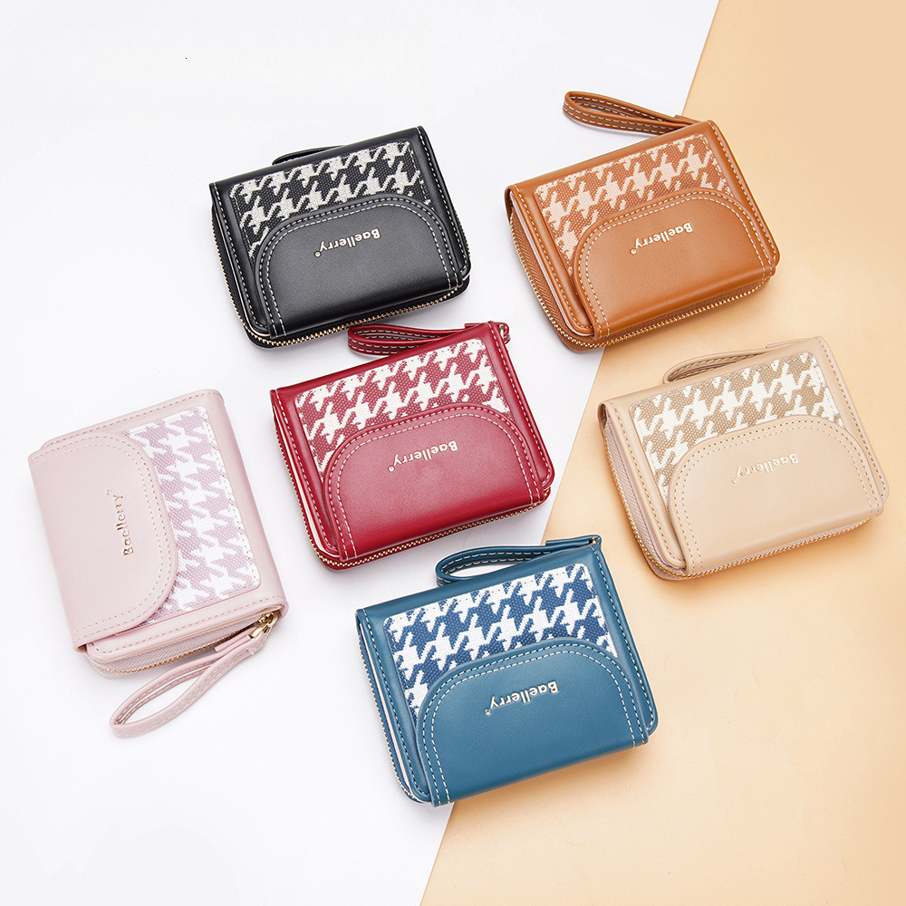 Free Shipping 2025 New Designer Bag High-end Color Blocked Zipper Women's Short Wallet PU Material Exquisite And Practical Coin Purse High-qualit