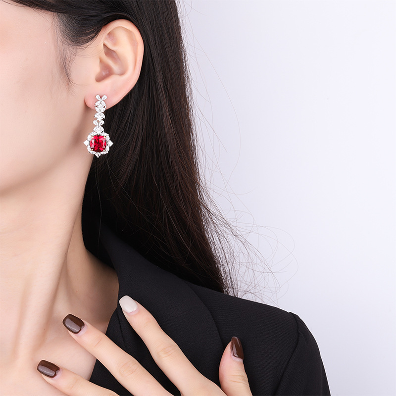 Sophisticated S925 Sterling Silver Dangle Earbobs Adorned by Lustrous Colored Zircons
